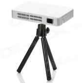 Portable Mini HDMI Analog RGB DLP Projector w/ Tripod - White + Silver (US Plug / 100~240V)
