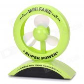 JinTuZi 888 USB Power 2-Mode 3-Blade Mini Fan - Green + Black (3 x AAA)