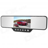 4.3" TFT 360 Degree Panorama Dual Lens Car Rearview Mirror DVR Camcorder - Black
