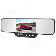 4.3" TFT 360 Degree Panorama Dual Lens Car Rearview Mirror DVR Camcorder - Black