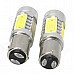 1157-7.5W 1157 500lm 7.5W 6500K 5-LED White Light Car Brake Lamp - Silver + Yellow (12~24V / Pair) 1157-7.5W 1157 500lm 7.5W 6500K 5-LED White Light Car Brake Lamp - Silver + Yellow (12~24V / Pair)