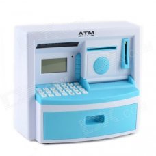 Multi-functional 1.9" LCD Mini ATM Piggy Coin Bank w/ Time / Alarm Clock - White + Blue (3 x AA) Multi-functional 1.9" LCD Mini ATM Piggy Coin Bank w/ Time / Alarm Clock - White + Blue (3 x AA)