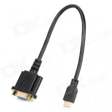 Mini HDMI to VGA Adapter Cable - Black (30cm) Mini HDMI to VGA Adapter Cable - Black (30cm)
