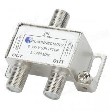 5~2450MHz 1-In 2-Out Distributor for SATV - Silver + White