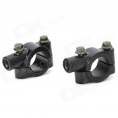 Aluminum Bike Motorcycle Handle Bar Mount Clamp Holder for Rearview Mirror - Black (Pair)