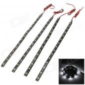 1.5W 70lm 6000K 15-1210 SMD LED White Light Car Decoration Lamp Strip - Black (4 PCS)
