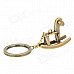 Retro Wooden Horse Style Keychain - Bronze