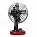 Head-Shaking USB Powered 2-Mode 4-Blade Mini Fan - Silver + Black + Red (4 x AA)