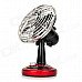 Head-Shaking USB Powered 2-Mode 4-Blade Mini Fan - Silver + Black + Red (4 x AA)