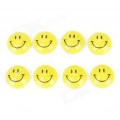 KAMEI KM-803-8 Round Shape Smile Face Refrigerator White Board Magnet - Yellow + Black (8 PCS)