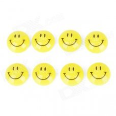 KAMEI KM-803-8 Round Shape Smile Face Refrigerator White Board Magnet - Yellow + Black (8 PCS)