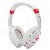 KUBITE Stylish Wireless TF Card MP3 Headset w/ FM - White + Red (16GB)