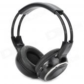 Vehicle-mounted Foldable Infrared Wireless Headset - Black + Silver
