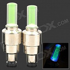 LED Flash Tyre Wheel Valve Cap Lamp for Car / Bicycle - Green + Silver + Translucent (2 PCS) LED Flash Tyre Wheel Valve Cap Lamp for Car / Bicycle - Green + Silver + Translucent (2 PCS)