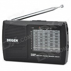 DEGEN DE321 DSP Full-band FM / MW / SW Radio w/ 3.5mm Jack + Strap - Black + Silver (2 x AA) DEGEN DE321 DSP Full-band FM / MW / SW Radio w/ 3.5mm Jack + Strap - Black + Silver (2 x AA)
