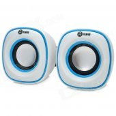 WuJiXian Mini 2-CH USB Portable Speaker - White + Blue