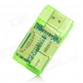 Mini USB 2.0 Multi-slot SD/Mini SD/TF/MMC/RS-MMC/M2 Card Reader (Green)