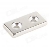 10050053W Dual-Hole Rectangular Strong Magnet - Silver