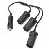 1-to-3 Car Cigarette Lighter Power Socket Splitter - Black (12~24V)