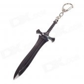 Animation Warrior Weapons Zinc Alloy Sword Model Toy w/ Keyring - Bright Black