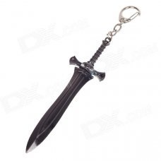 Animation Warrior Weapons Zinc Alloy Sword Model Toy w/ Keyring - Bright Black