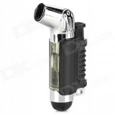 1300'C Windproof Butane Jet Torch Lighter - Black + Silver 1300'C Windproof Butane Jet Torch Lighter - Black + Silver