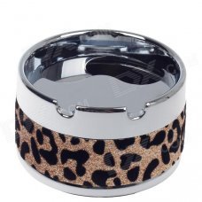 Plastic Leopard Pattern Rotary Top Ashtray - Silver + Black + Gold Plastic Leopard Pattern Rotary Top Ashtray - Silver + Black + Gold
