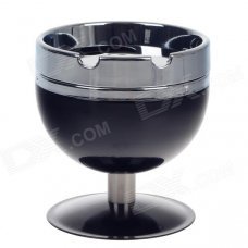 Plastic Cup Style Rotary Top Ashtray - Black + Silver Plastic Cup Style Rotary Top Ashtray - Black + Silver