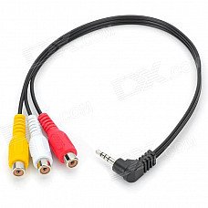 3.5mm Male to 3 RCA Female Audio Cable - Black (36cm) 3.5mm Male to 3 RCA Female Audio Cable - Black (36cm)