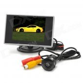 35A225 3.5" 4:3 Digital Display + 22.5mm Slot CMOS Rear View Parking Camera Set - Black + Silver