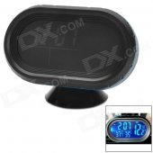 Multi-Functional Car 2.5" LCD Clock / Thermometer / Battery Voltmeter - Black + Blue