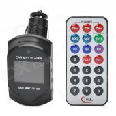 1.2" LCD Car FM Transmitter / MP3 Player w/ SD / TF Card Slot / USB + Remote Control - Black