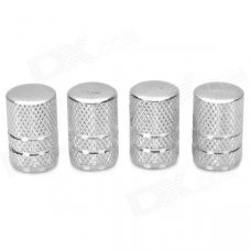 MZ Universal Tubular Shaped Aluminium Alloy Tire Valve Caps - Silver (4 PCS)