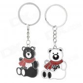 Cute Bear Lovers Style Zinc Alloy Keychain - Black + White + Red (2 PCS)