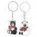 Cute Bear Lovers Style Zinc Alloy Keychain - Black + White + Red (2 PCS)