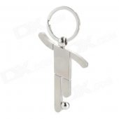 4hao Football Player Style Zinc Alloy Keychain - Silver