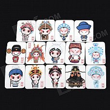 10050054M Cartoon Peking Opera Style Refrigerator Magnet Sticker Set - Multicolored (14 PCS)
