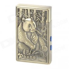 Rechargeable Panda Style Butane Lighter w/ Dual LED Light / Currency Detector - Bronze