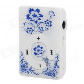 Portable Clip-On MP3 Media Player w/ TF / Earphones - White + Blue