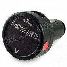 2-in-1 Car USB Charger / Car Battery Voltage Meter - Black (12~24V) 2-in-1 Car USB Charger / Car Battery Voltage Meter - Black (12~24V)