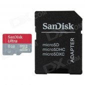 Sandisk MicroSDHC / TF UHS-I Memory Card w/ SD Card Adapter - Red + Grey (8GB / Class 10)