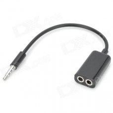 1-to-2 3.5mm Male to Female Audio Sharing Adapter Cable - Black + Golden 1-to-2 3.5mm Male to Female Audio Sharing Adapter Cable - Black + Golden