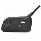 Waterproof FM Bluetooth 1-to-3 Walkie Talkie Motorcycle Helmet Speaker & Microphone System - Black