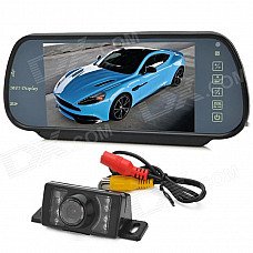 Universal 7" Rearview Mirror MP5 + Wired IR Night Vision CMOS 1030 Camera Set for Car - Black Universal 7" Rearview Mirror MP5 + Wired IR Night Vision CMOS 1030 Camera Set for Car - Black
