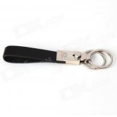Calmoon 004 High Quality Dual-Ring Detachable Keychain Keyring - Black + Silver
