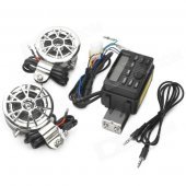 Waterproof 2.0" LCD Electronic Motorcycle MP3 Player w/ FM / Clock + Speakers - Black