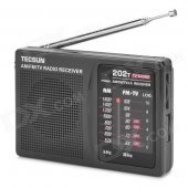 TECSUN R-202T Portable Pocket 2~5 Channel FM Radio - Black (2 x AA)