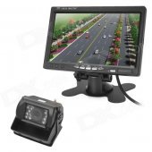 7" TFT CMOS Wide Angle Truck Rearview Camera Monitor w/ Night Vision - Black