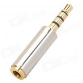 3.5mm Male to 3.5mm Female Stainless Steel Earphone Audio Adapter - Silver + Golden