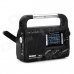 Degen DE16 Multifunction Handcranking / Solar Powered Radio w/ 3-LED Lamp - Black + White